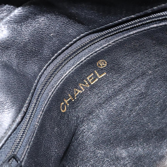 CHANEL Matelasse Chain Shoulder Bag Lamb Skin Black Gold CC Auth BA8252