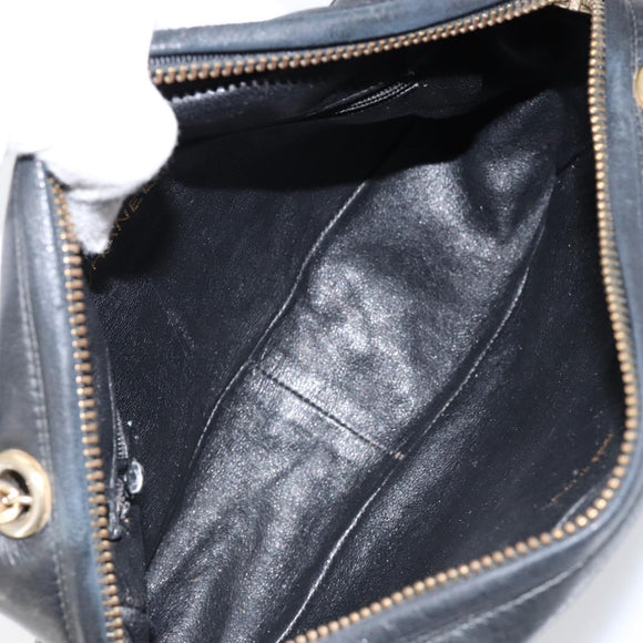 CHANEL Matelasse Chain Shoulder Bag Lamb Skin Black Gold CC Auth BA8252