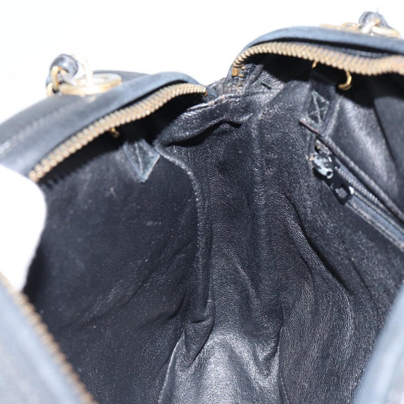 CHANEL Matelasse Chain Shoulder Bag Lamb Skin Black Gold CC Auth BA8252