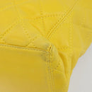 CHANEL Matelasse Hand Bag Lamb Skin Yellow CC Auth BA8254-12