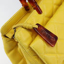 CHANEL Matelasse Hand Bag Lamb Skin Yellow CC Auth BA8254-14