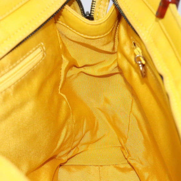 CHANEL Matelasse Hand Bag Lamb Skin Yellow CC Auth BA8254