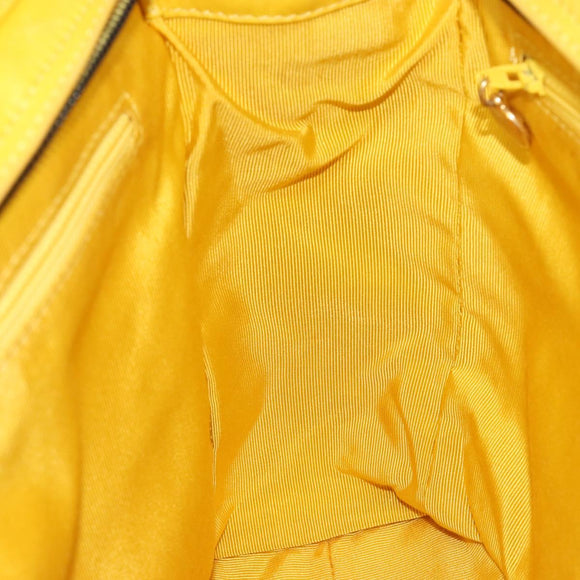 CHANEL Matelasse Hand Bag Lamb Skin Yellow CC Auth BA8254