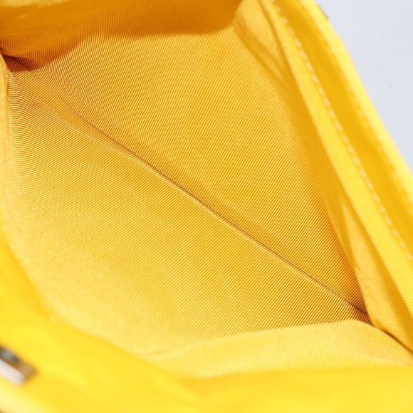 CHANEL Matelasse Hand Bag Lamb Skin Yellow CC Auth BA8254