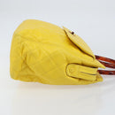 CHANEL Matelasse Hand Bag Lamb Skin Yellow CC Auth BA8254-4