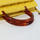 CHANEL Matelasse Hand Bag Lamb Skin Yellow CC Auth BA8254-7