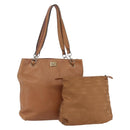 CHANEL Tote Bag Leather Brown Gold CC Auth BA8255-1