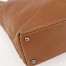 CHANEL Tote Bag Leather Brown Gold CC Auth BA8255-11