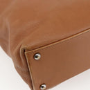 CHANEL Tote Bag Leather Brown Gold CC Auth BA8255-13