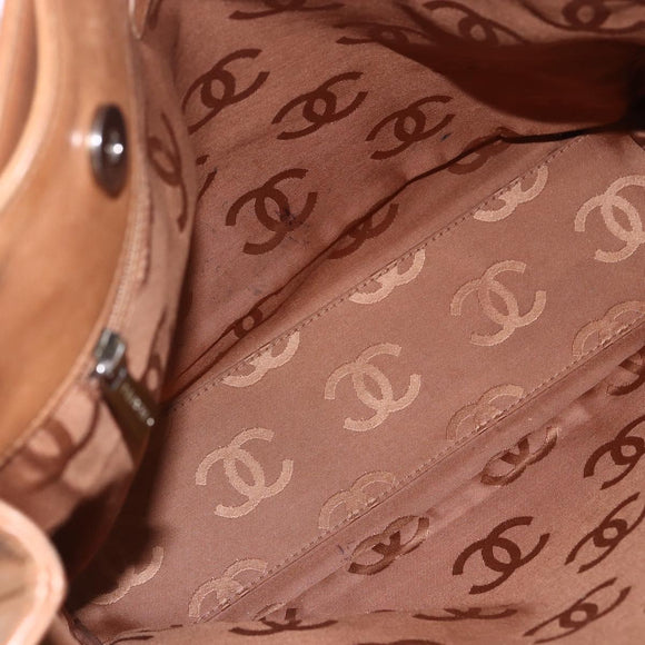 CHANEL Tote Bag Leather Brown Gold CC Auth BA8255
