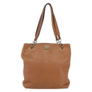 CHANEL Tote Bag Leather Brown Gold CC Auth BA8255-2