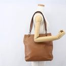 CHANEL Tote Bag Leather Brown Gold CC Auth BA8255-25