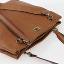 CHANEL Tote Bag Leather Brown Gold CC Auth BA8255-6