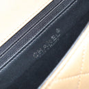 CHANEL Matelasse Chain Shoulder Bag Lamb Skin Beige Black CC Auth BA8256-16