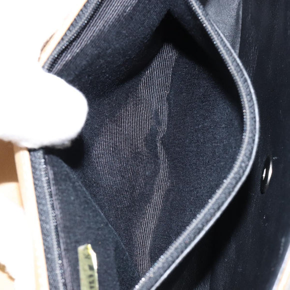 CHANEL Matelasse Chain Shoulder Bag Lamb Skin Beige Black CC Auth BA8256