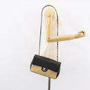 CHANEL Matelasse Chain Shoulder Bag Lamb Skin Beige Black CC Auth BA8256-23