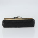 CHANEL Matelasse Chain Shoulder Bag Lamb Skin Beige Black CC Auth BA8256-9