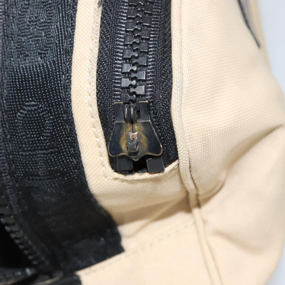 CHANEL Sports Clutch Bag Nylon Beige Black CC Auth BA8257