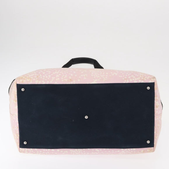 CHANEL High Summer Tote Bag Canvas Leather Pink Silver CC Auth BA8259