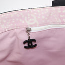 CHANEL High Summer Tote Bag Canvas Leather Pink Silver CC Auth BA8259-21