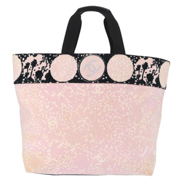 CHANEL High Summer Tote Bag Canvas Leather Pink Silver CC Auth BA8259 - 0