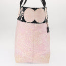 CHANEL High Summer Tote Bag Canvas Leather Pink Silver CC Auth BA8259-5