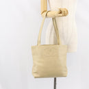 CHANEL Tote Bag Lamb Skin Beige Gold CC Auth BA8261-23