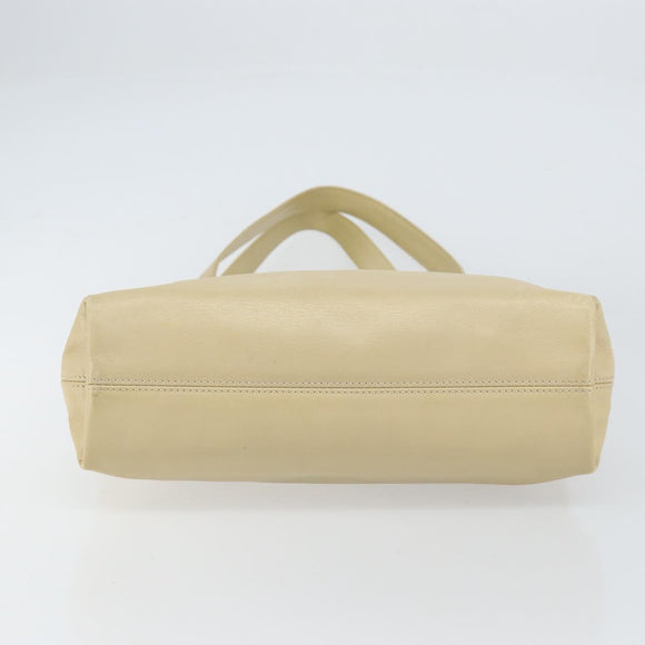 CHANEL Tote Bag Lamb Skin Beige Gold CC Auth BA8261