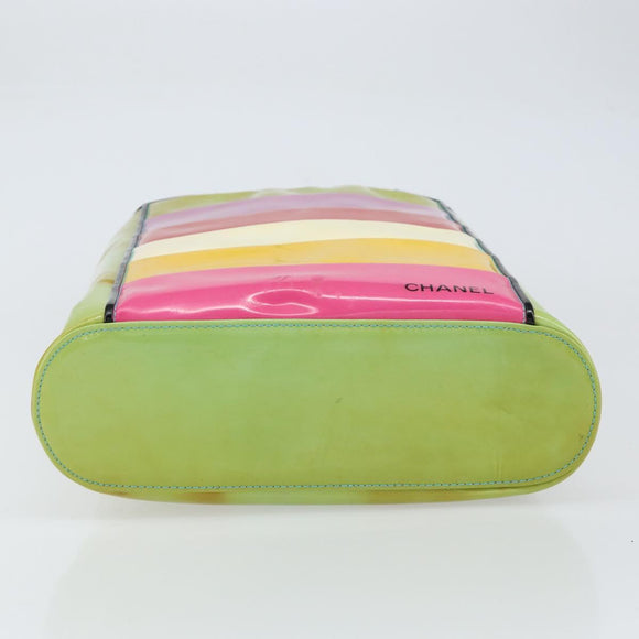 CHANEL Tote Bag Enamel Multicolor Gold CC Auth BA8262