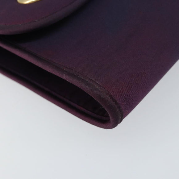 Christian Dior Saddle Chain Shoulder Bag Nylon Purple Gold Auth BA8264