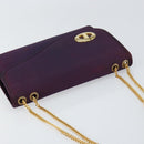 Christian Dior Saddle Chain Shoulder Bag Nylon Purple Gold Auth BA8264-6