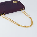 Christian Dior Saddle Chain Shoulder Bag Nylon Purple Gold Auth BA8264-7