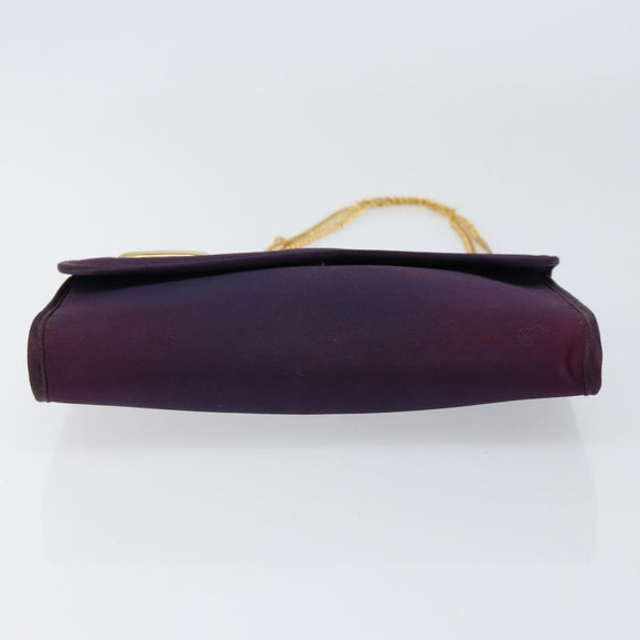 Christian Dior Saddle Chain Shoulder Bag Nylon Purple Gold Auth BA8264