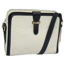CELINE Shoulder Bag Leather White Auth BA829-1