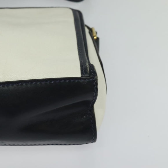 CELINE Shoulder Bag Leather White Auth BA829