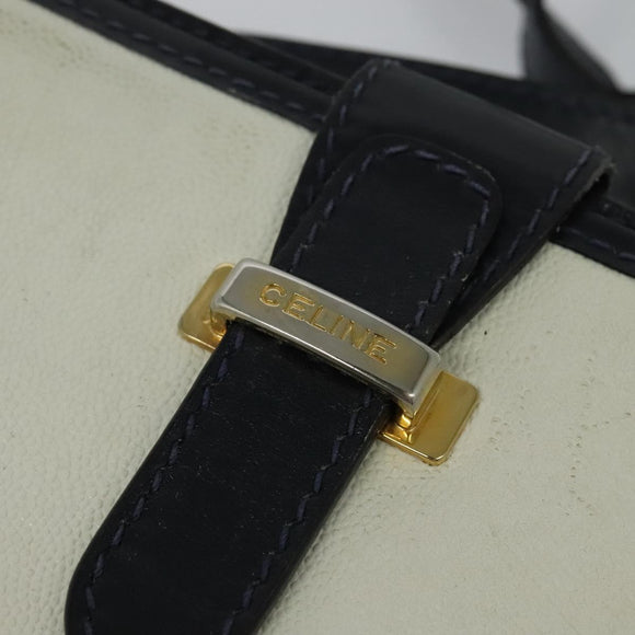 CELINE Shoulder Bag Leather White Auth BA829