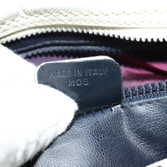 CELINE Shoulder Bag Leather White Auth BA829