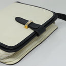 CELINE Shoulder Bag Leather White Auth BA829-6