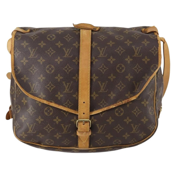 LOUIS VUITTON Monogram Saumur 35 Shoulder Bag M42254 LV Auth BA8314