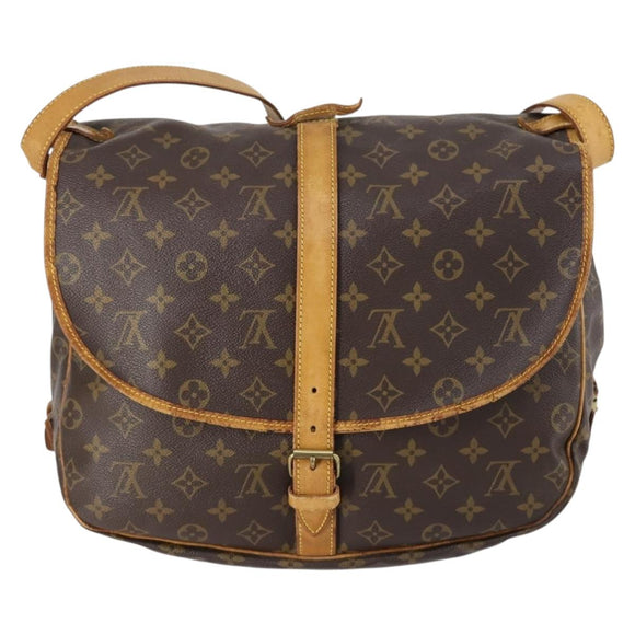 LOUIS VUITTON Monogram Saumur 35 Shoulder Bag M42254 LV Auth BA8314