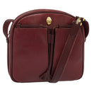CARTIER Must Line Shoulder Bag Leather Wine Red Auth BA833-1