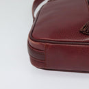 CARTIER Must Line Shoulder Bag Leather Wine Red Auth BA833-9