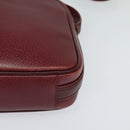 CARTIER Must Line Shoulder Bag Leather Wine Red Auth BA833-14