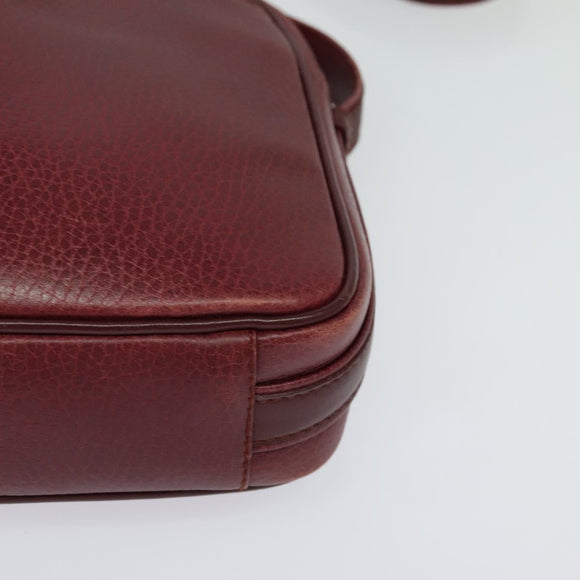 CARTIER Must Line Shoulder Bag Leather Wine Red Auth BA833