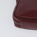 CARTIER Must Line Shoulder Bag Leather Wine Red Auth BA833-12