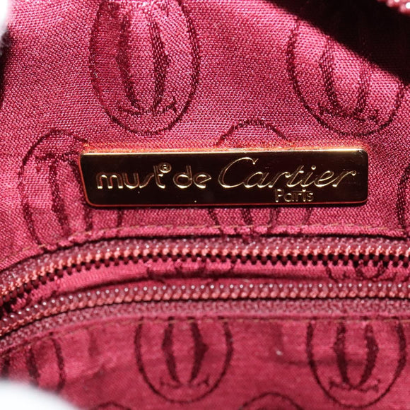 CARTIER Must Line Shoulder Bag Leather Wine Red Auth BA833