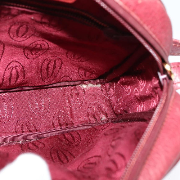 CARTIER Must Line Shoulder Bag Leather Wine Red Auth BA833