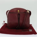 CARTIER Must Line Shoulder Bag Leather Wine Red Auth BA833-12