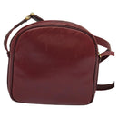 CARTIER Must Line Shoulder Bag Leather Wine Red Auth BA833-2