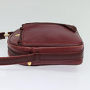 CARTIER Must Line Shoulder Bag Leather Wine Red Auth BA833-4